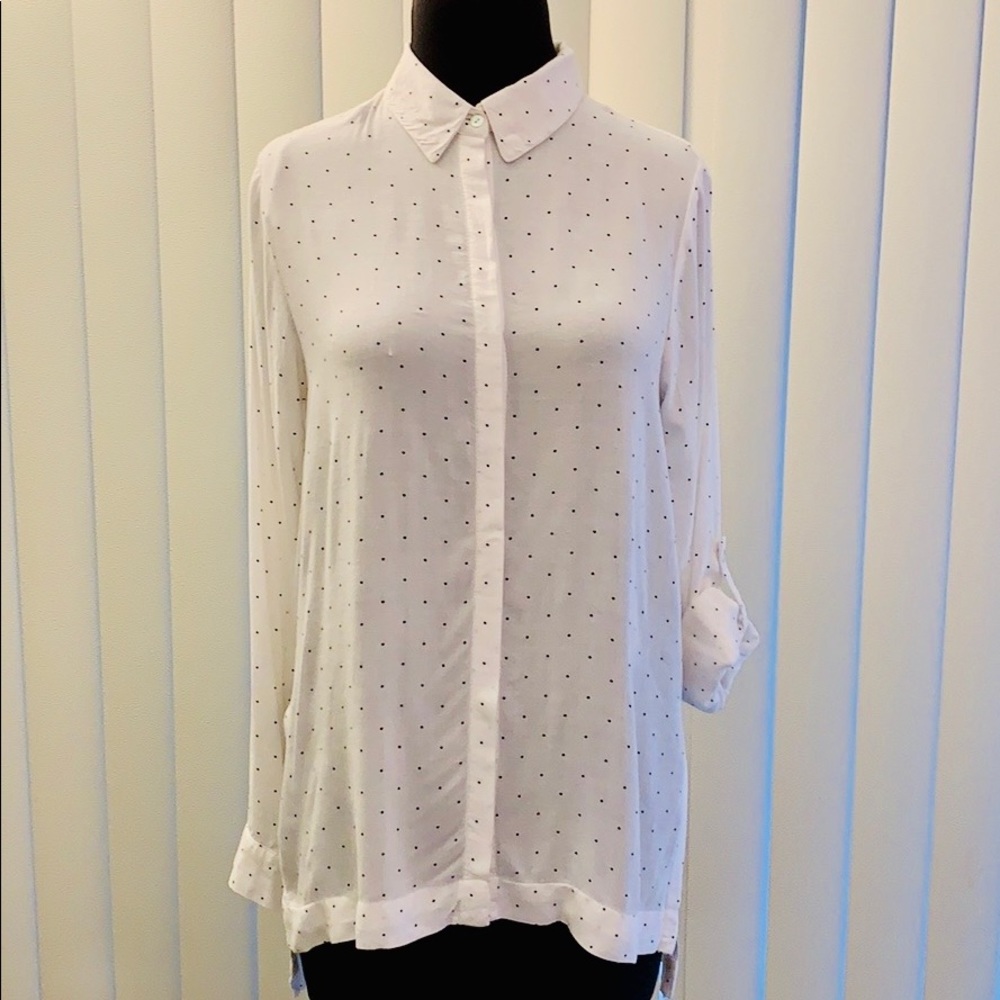 William B. long sleeve polka dot shirt.